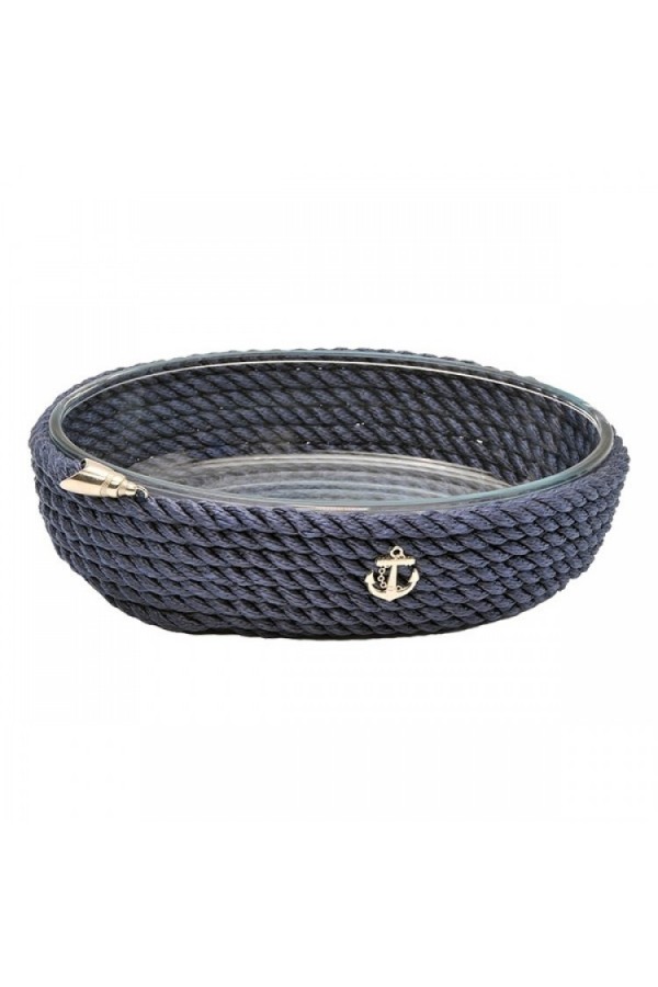 HALATLI BORCAMLI (BÜYÜK) LACİVERTSALATA KASESİ  38x27x9cm