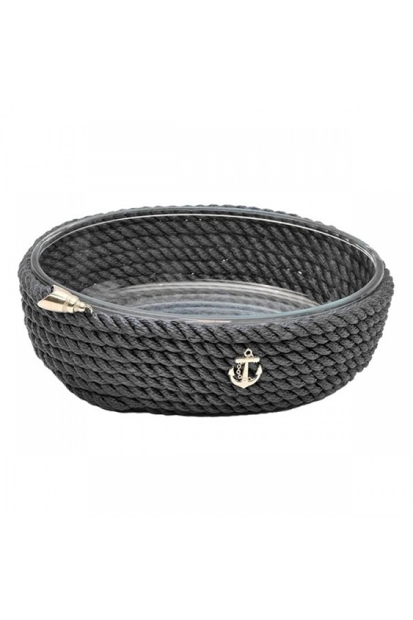 HALATLI BORCAMLI (BÜYÜK) SİYAH SALATA KASESİ 38x27x9cm