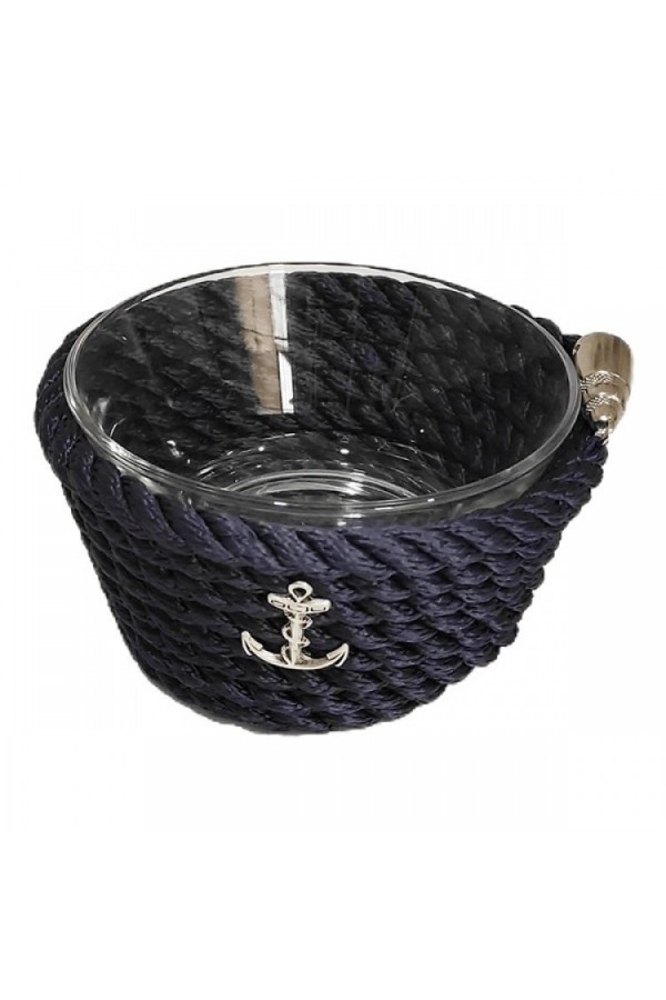 HALATLI CAM KASELİ LACİVERT ÇEREZLİK 14Çapx8cm